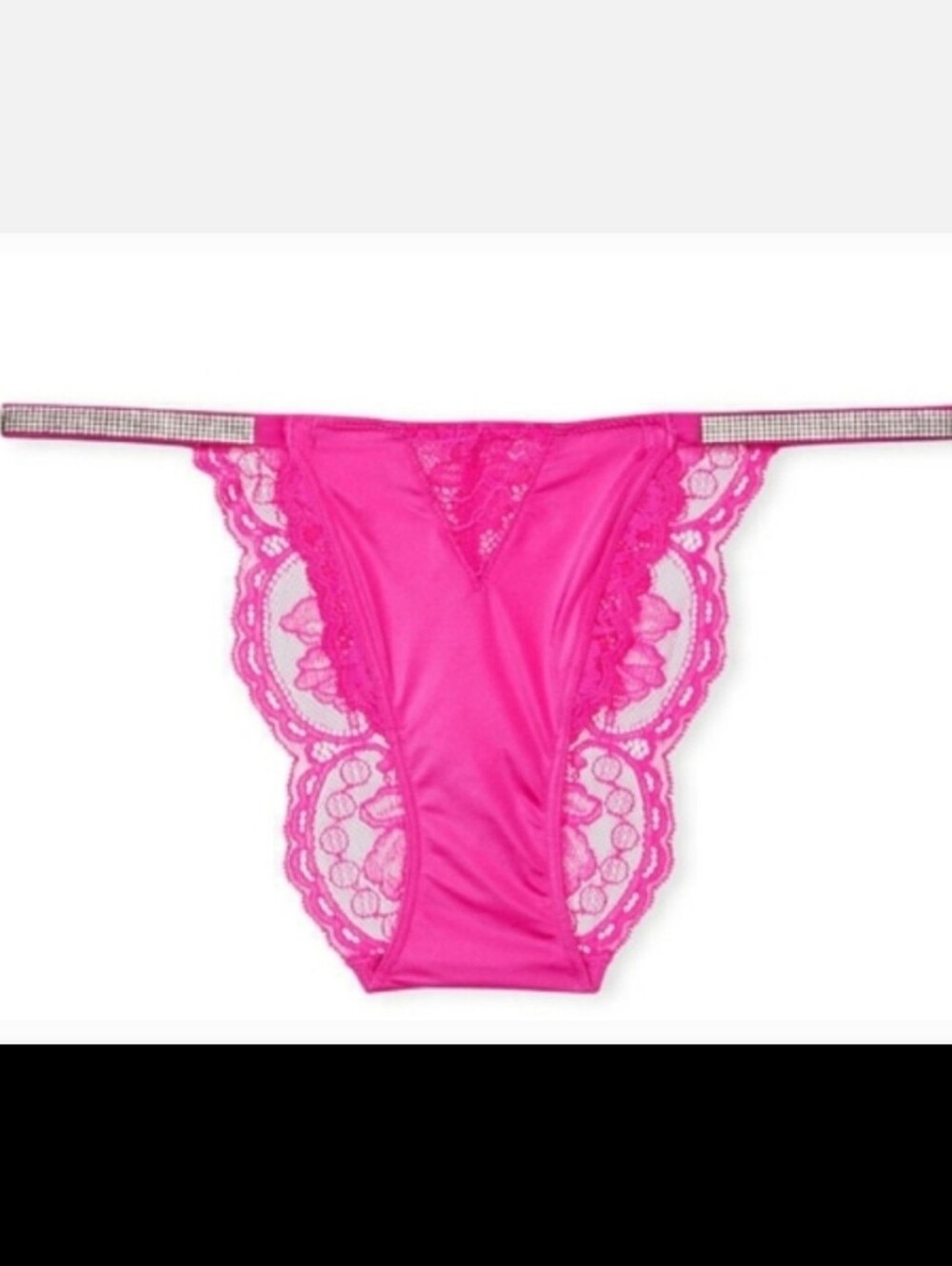 Victoria's secret very sexy micro lace shine strap cheekini panty RARE LARGE